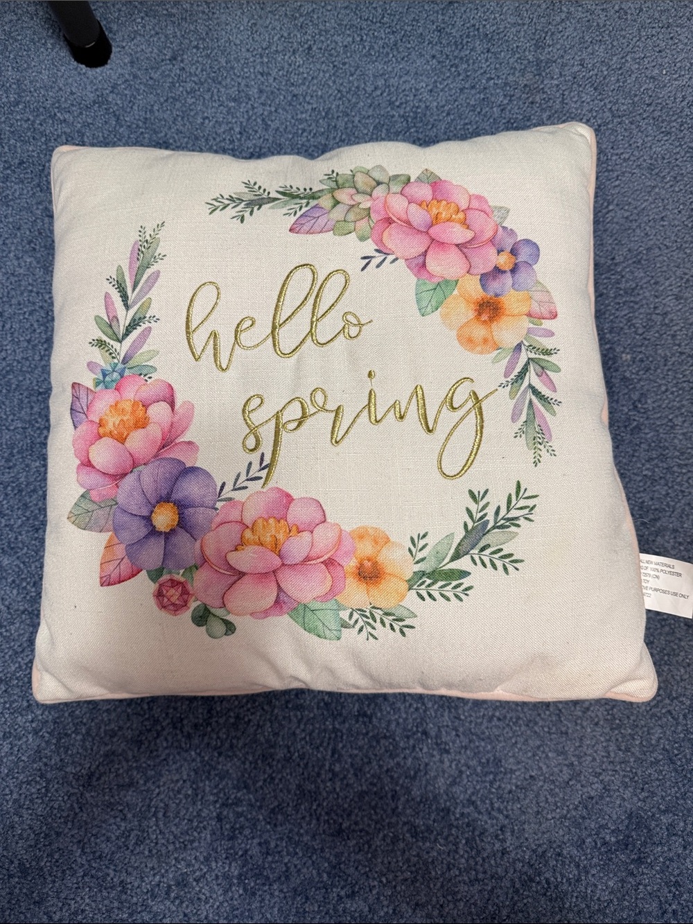 Source Unknown Hello Spring Floral Accent Pillow - Pink, Purple, Orange, Green
